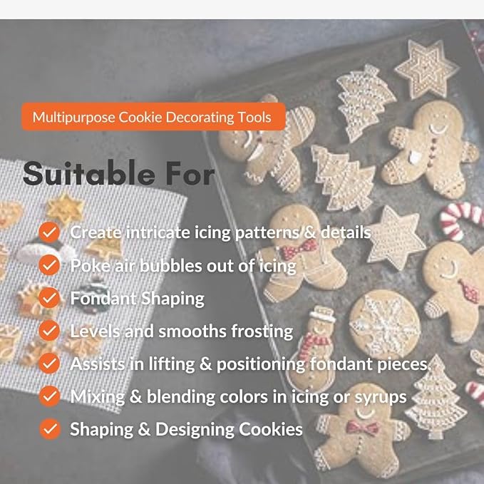 A2Z-Cookie Scribe Tool Stir Needle Cookie Decorating Tool, DIY Baking Pin Whisk Spatula Stainless Steel Needle Biscuit Shaping Icing Pin Scribe Modeling Tool - for Icing & Fondant Shaping (7pc Tools)