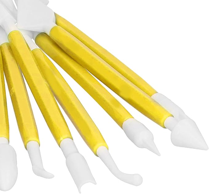 8PCS Carving Knife Baking Craft Tool Fondant Sculpting Tool Plastic Cake Decorating Pens Cake Decorating Kit Cutting Blade Pick Tool Cake Pastry Carving Cutter for Bakery (Yellow OPP bag)