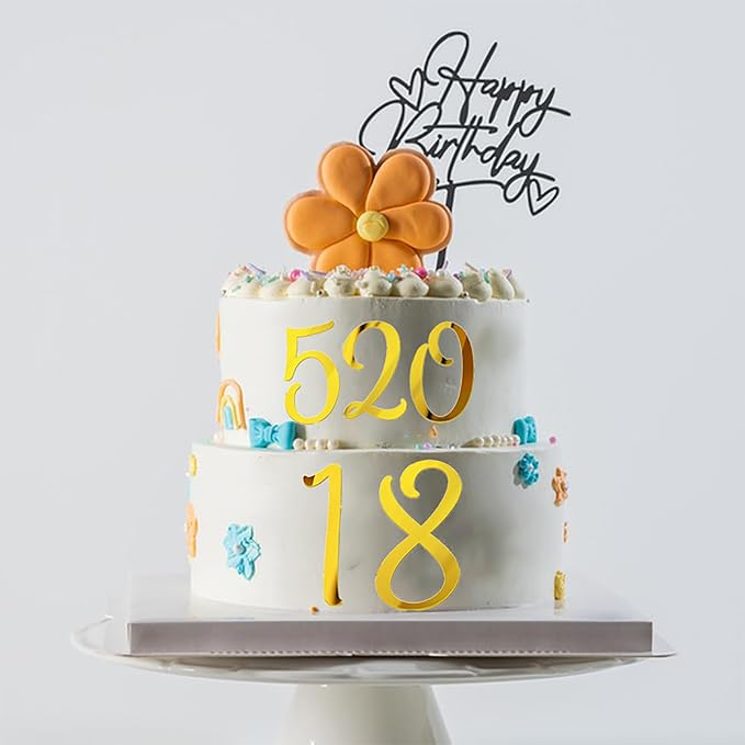 Acrylic Cake Numbers Topper, 0-9 Numbers Happy Birthday Cake Topper Gold Acrylic Wedding Party Cupcake Toppers for Birthday Party Wedding Anniversary Decorations