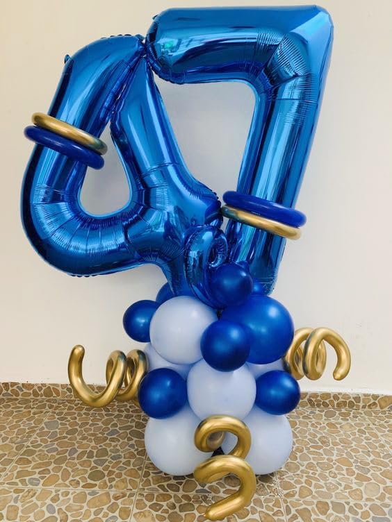 Metallic Blue Number 6 Balloon 40 Inch, 6th Birthday Party Decorations for Children, Giant 6 Foil Balloon for Party Supplies