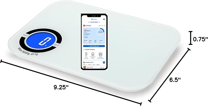 Nutrition Scale – Digital Kitchen Food Scale with App, Smart Food Scale for Calorie & Nutrition Tracking, White