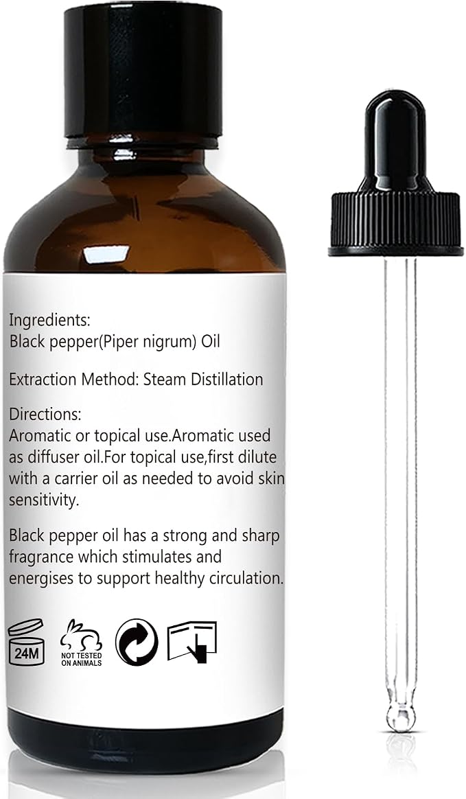 GM Gumili Black Pepper Essential Oil 1 Oz – 100% Pure Natural Black Pepper Oil for Diffuser