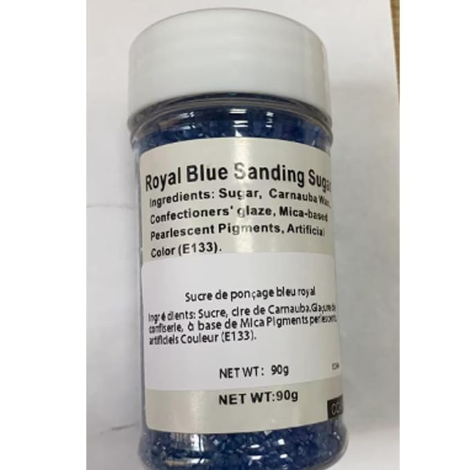 Sentovac Royal Blue Sanding Sugar for Baking Edible Sparkling Coarse Sugar Crystals Sprinkles for Baking Topping Cake Cookie Cupcake Topper Ice Cream Decoration Supplies 3.2 OZ