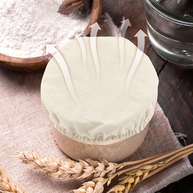 9pcs Sourdough Starter Kit,3 Bread Fermentation Cover 3 Thermometer 3 Feeding Date Band,Sourdough Starter Jars Cloth Covers,Breathable Reusable Sourdough Bread Proofing Cover