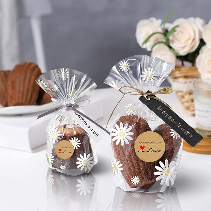 1000 Pcs Handmade with Love Stickers Canning Labels 1.5" 1" Round Self-Adhesive Tags for Jar Containers Packaging Cookie Bags Small Business Handcraft Gift