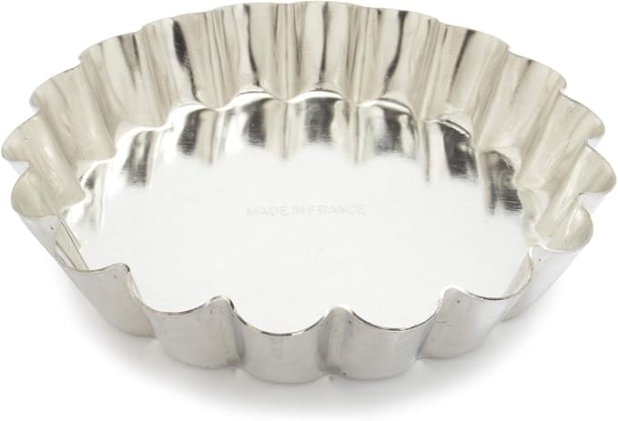 Fluted Tart/Quiche Mold, Fixed Bottom 3.5-inch Diameter, Tinplate