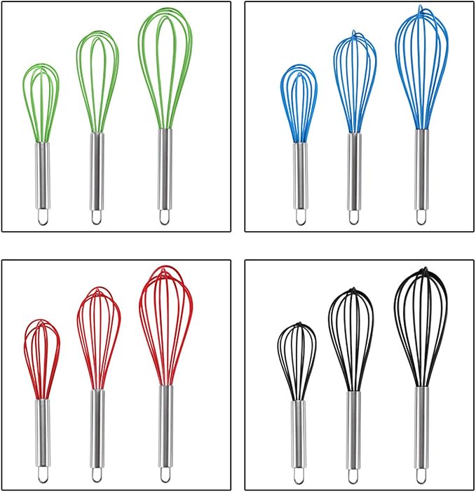 Manual Silicone Whisk Manual Eggs Beater Durable Kitchen Pastry Tools Cake Baking Utensil Mixer for Baking and Cooking, 8 inches, Purple
