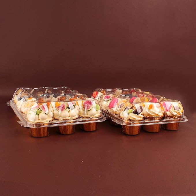 24 Count Cupcake Containers with Tall Dome Lids, 10 Pack Clear Plastic Stackable Cupcake Boxes, Detachable Covers for Frosted Cupcakes, Standard Size Cupcake Carrier for Parties, Bake Sales, Events