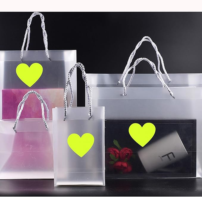 Hybsk 500pcs Heart Shaped Stickers 1.5 inch Love Labels for Party Decorations Favors Envelopes (Fluorescent Yellow)