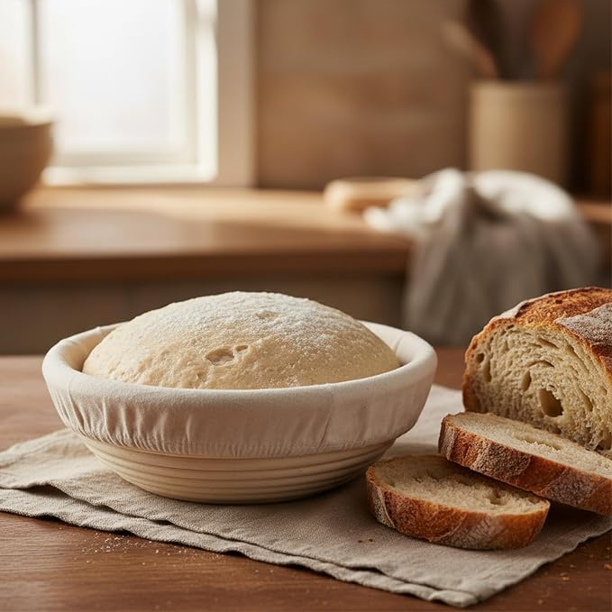 6 Pack Banneton Bread Proofing Baskets Set 8 9 10 Inch Round Sourdough Proofing Bowls with Linen Natural Rattan Dough Baskets for Artisan Bread Baking