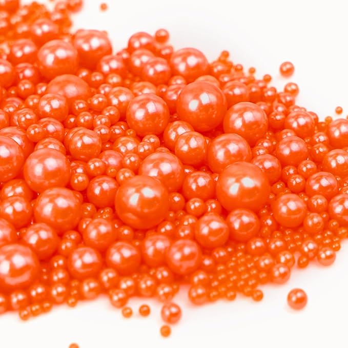 Edible Orange Pearl Sprinkles, Sugar Candy, 130g/4.58oz, Edible Orange Pearls Sprinkles for Cupcake Decorating, Cupcake Toppers, Cake Decorations, Party Holiday Supplies