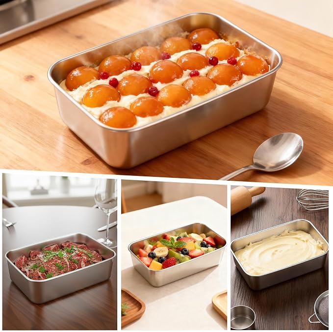6 Pcs 304 Stainless Steel Loaf Pans for Baking, Bread Loaf Pans | 8.6x5.9 Inch Bread Baking Pan, Toast Bakings Pan For Breads for Homemade Breads Meatloaf, Dishwasher Safe & Sturdy (Silver)