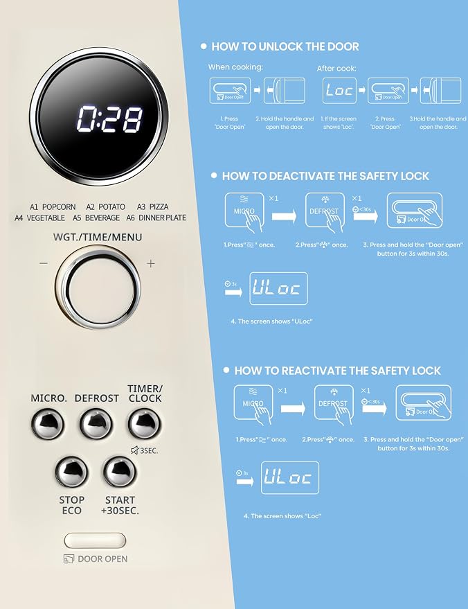 COMFEE' Retro Microwave Oven, Small Microwave with 6 Auto Menus, 0.9 cu.ft Countertop Compact Microwave with Multi-stage Cooking, Mute Function, LED digital, Apricot/900W, CMO-MMP02AA(AT)