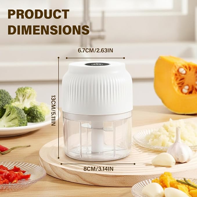 Household Electric Garlic Crusher, 2026 New 350ml Cordless Mini Food Chopper with 6 Stainless Steel Blades, Portable Garlic Mincer for Onion Ginger Spices Fruit Salad
