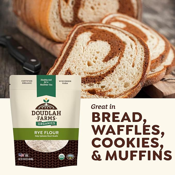 Organic Rye Flour 25 lb Bulk - Non-GMO, USDA Organic, Low Gluten, Vegan, For Baking, Cooking, Supports Heart Health & Digestion - USA Grown by a Wisconsin Family Farm