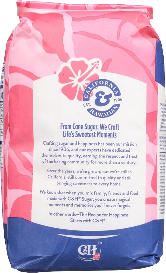 C&H® Granulated Sugar, 4 lb Bag of Premium Pure Cane Sugar (Pack of 2) with Bonus Brand Recipe Card