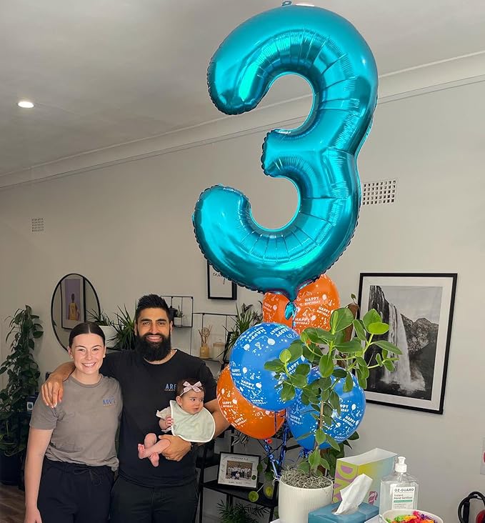 Light Blue Number 7 Balloon 40 Inch, 7th Birthday Party Decorations for Children, Giant 7 Foil Balloon for Party Supplies