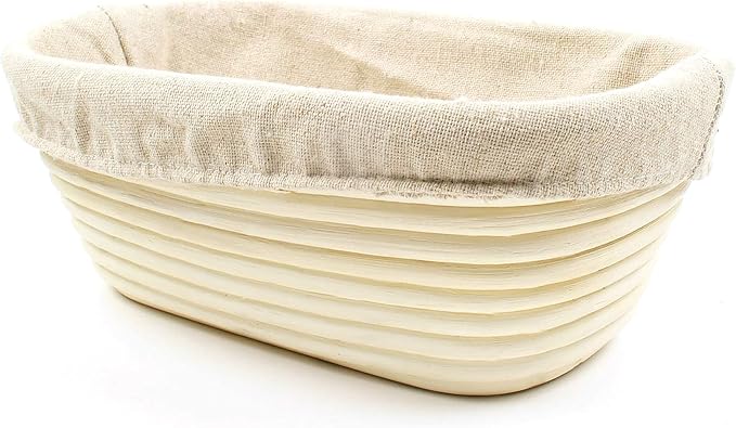 Vollum Banneton Bread Proofing Basket & Liner β Handmade Rustic Sourdough Bread Baking Supplies, Brotform, Sour Dough Tools, Gifts for Bakers - Oval - 10 x 7 x 3.75"H