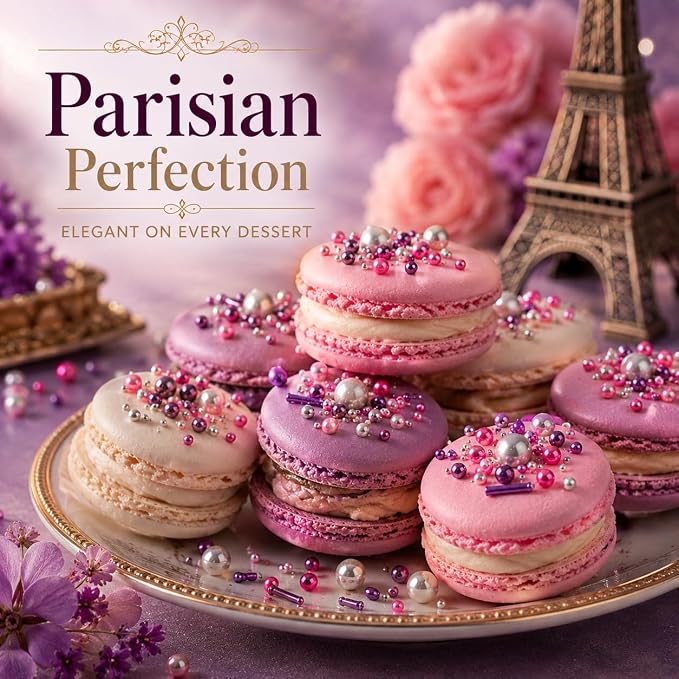 Confect Cake Decorating Sprinkles Mix – Pink & Purple Jimmies with Pearl Sugar Balls – Edible Cupcake & Cookie Topping for Baking, Party & Holiday Treats | Vegan, Gluten-Free, Soy-Free, Dairy-Free, Palm Oil-Free- 4.2 Oz