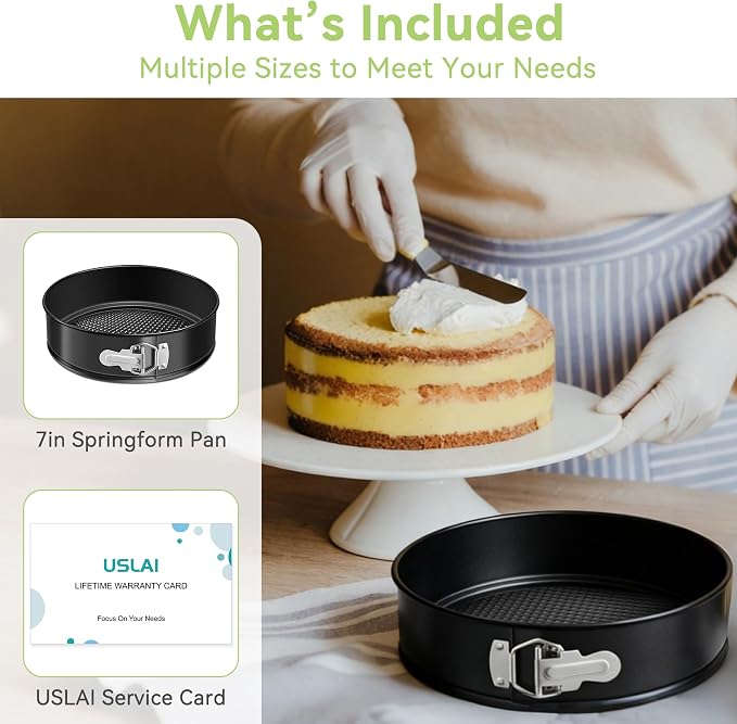 USLAI Springform Pan, 7 Inch Nonstick Cheesecake Pan with Removable Bottom, Easy to Clean, Ideal for Baking Cakes, Pies and Quiches