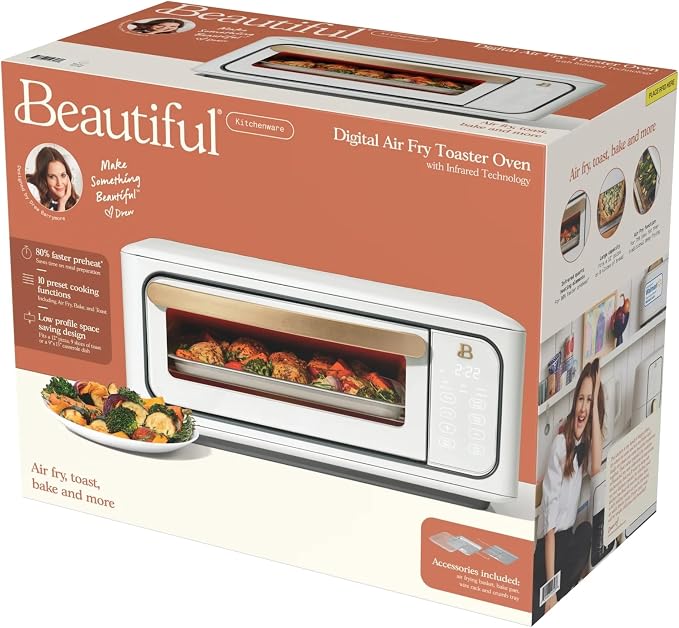 Infrared Air Fry Toaster Oven 9 Slice, 1800W Countertop Oven with Convection & Air Fry Functions, Digital Touch Display, Multi Cooking Modes for Baking, Broiling & Reheating