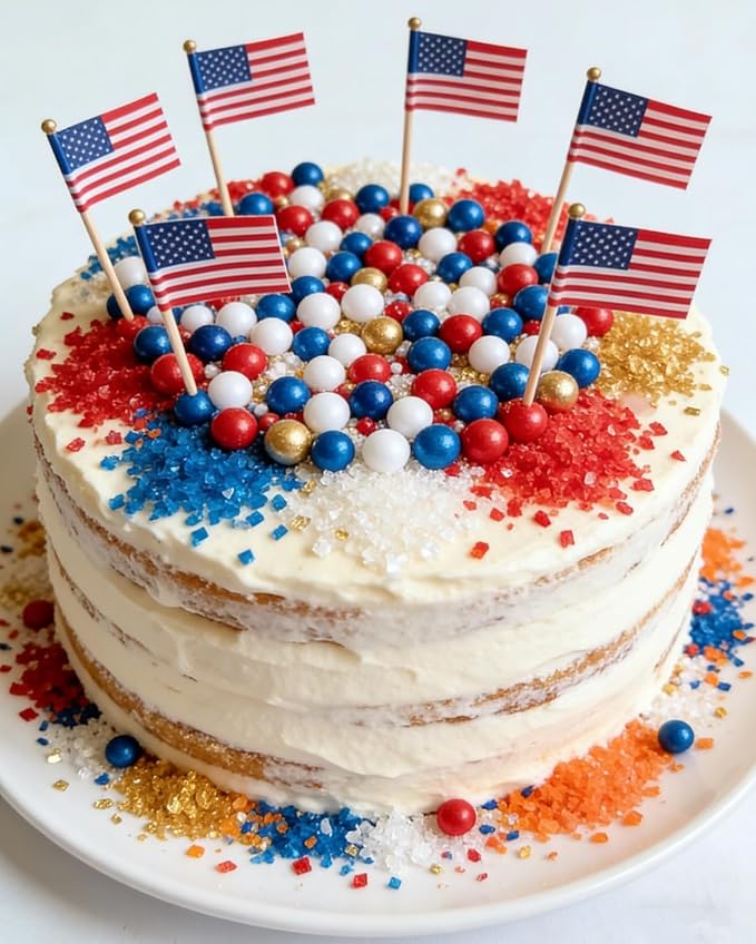 HeDeon&Rles Red White Blue Pearls Sprinkles for Baking Free Sprinkles 90g/3.17oz 4 Size Mix Edible Preals for Cake Cupcake Pancake Icing Decoration Independence Day Halloween Supplies