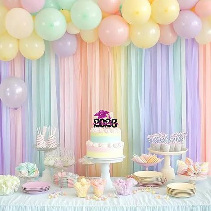 1 Pack Class of 2026 Cake Topper Glitter Congrats Grad Cap 2026 Graduation Cake Pick for 2026 Graduation Theme High School Boys Girls Graduate Party Cake Decorations Supplies Black Purple