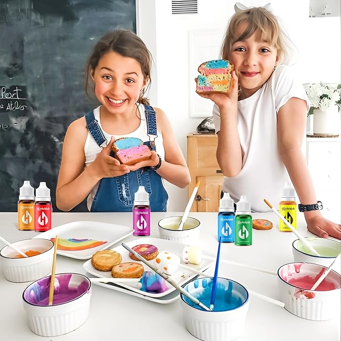 Food Coloring Liquid - 6 Colors x 10 ml Water-Based Concentrated Food Dye for Baking, Icing, Cake Decorating & Easter Eggs
