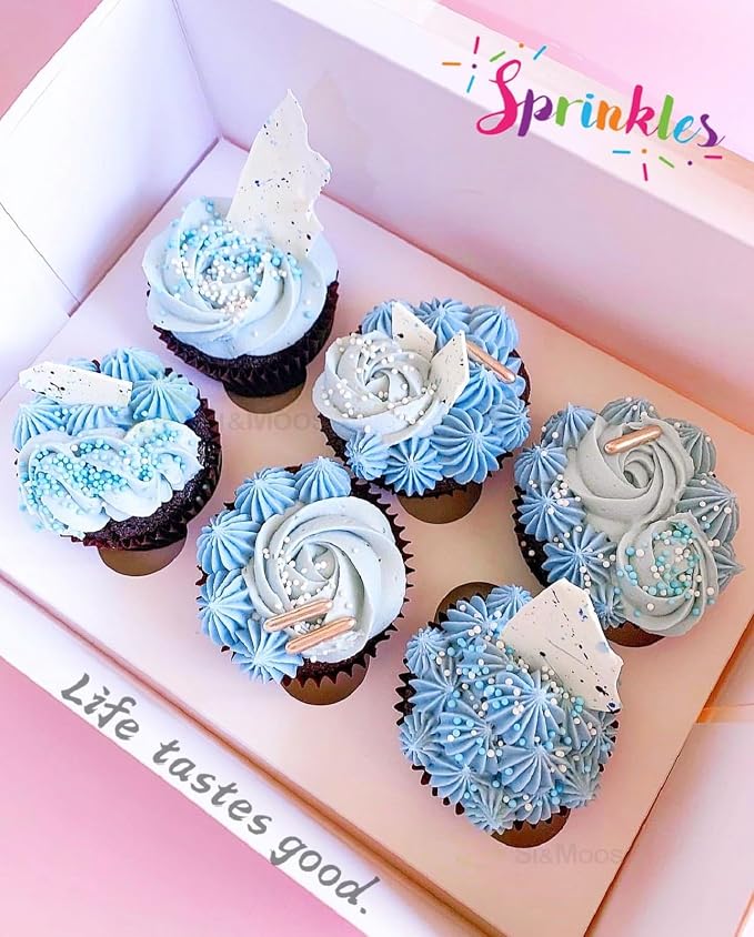 SE Si&Moos Nonpareil Sprinkles, 2mm Light Blue Mini Edible Pearls Baby Blue Sprinkles for Cake Decorating Halloween Cookie Decorations Wedding Baby Shower Party Christmas Holiday Supplies 3.5 OZ
