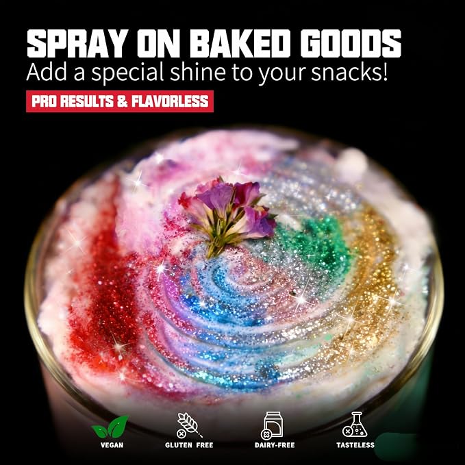 HomeHere Edible Glitter for Drinks & Cakes, 10g Food Grade Disco Diamond Glimmer Dust, Sparkle Powder for Cocktails, Chocolate, Baking Decorations, Vegan& Tasteless (Verdancy)