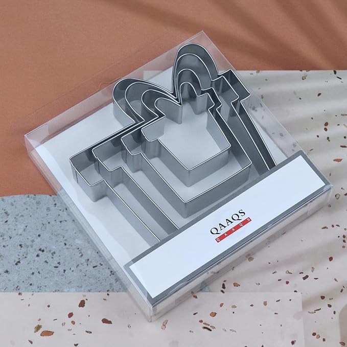Gift Present Box Cookie Cutter Set Large - 5", 4", 3", 2" - 4 Piece - Stainless Steel