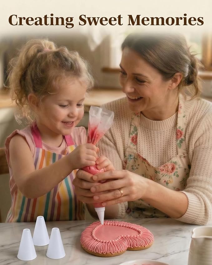 Reusable Plastic Piping Tips Standard Size Round Tip #5 20 Pack with 2 Couplers Round Icing Nozzle for Cake Decoration, Dessert Design Baking Supplies and Piping Bags Base Ø 0.75"Height 1.25"