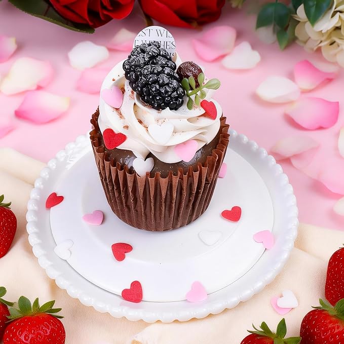 Pink White & Red Heart Sprinkles for Cake Decorating, Valentines Sprinkles for Baking, Edible Heart Shaped Confetti for Cookies, Cupcakes & Ice Cream