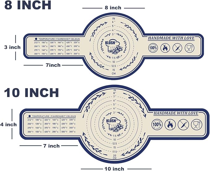 Silicone Bread Sling for Dutch Oven, 2 Pack (8" Round) – Non-Stick & 500°F Heat Resistant Sourdough Mat, Easy to Clean, Reusable Food-Grade Sourdough Slings – Fits 5 qt and up Dutch Ovens
