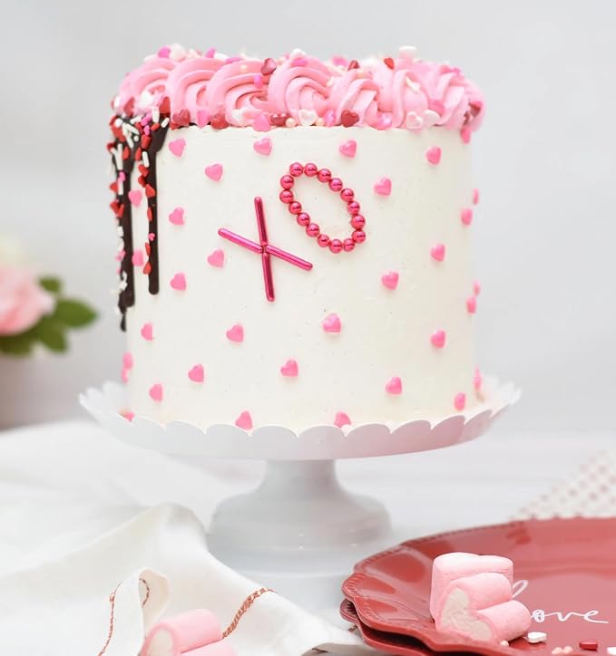 NIPEOR Pink Heart Sprinkles, 130g/4.6oz Edible Pearl Sugar Sprinkles, Heart-Shaped Cake & Cookie Sprinkles for Cupcake, Ice Cream & Dessert Decorating (Pink)