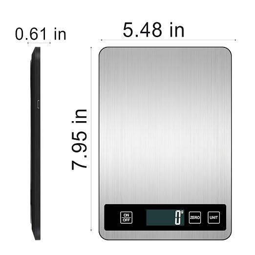 33lb/15kg Digital Kitchen Scale, Food Scale, High Capacity Weight Grams and Ounces for Baking Cooking and Meal Prep, 6 Units with Tare Function, LCD Display, Type-C Charging USB Rechargeable