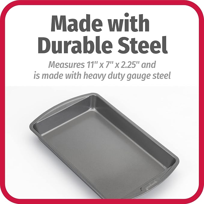 Good Cook Everyday Baking Pan with Scratch-Resistant Metal-Utensil Safe Nonstick, 7 x 11-Inch, Gray (Pack of 12)