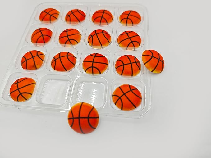 Edible 16 pieces Basketball cake decorations, cupcake toppers, perfect Icing Cookies decro for Sports Valentine's Day Birthday Halloween Thanksgiving Christmas party Team Dinner