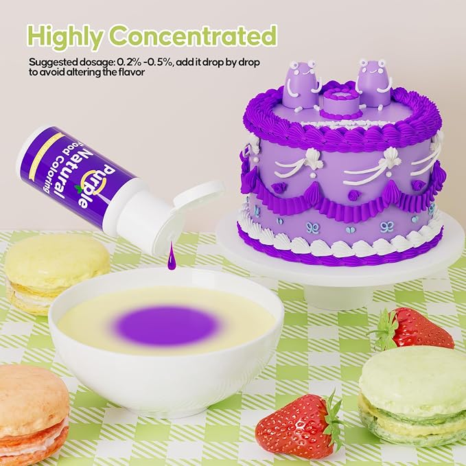 Natural Food Coloring- 20 Milliliters Dye Free Natural Food Coloring, FD&C & Artificial Dye Free Formula for Baking, Icing and Cooking, Cakes, Cupcakes, Frosting,Easter Eggs & Holiday Treats (PURPLE)