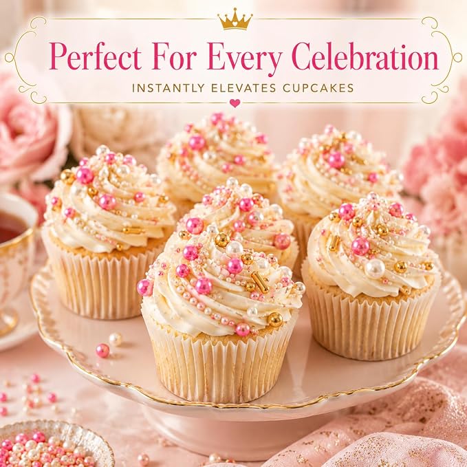 Confect Fusion Mashup Sprinkles – Pink & White Pearl Sprinkle Mix for Cake & Cupcake Decorating – Edible Baking Topping Balls - Vegan, Gluten-Free, Nut-Free, Soy-Free, Dairy-Free, Palm Oil-Free – 4.2 Oz