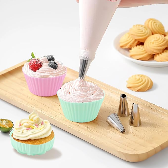 36Pcs Silicone Donut Mold, Non-Stick Muffin Liners, Reusable Bagel Baking Cups, 9 Types Stackable Donut Trays, Heat Resistant Bakeware for Bagel Muffin Jelly