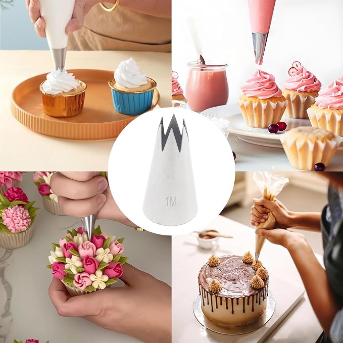 1 Piece 1M Piping Tip, Stainless Steel Icing Nozzles | Cake Baking Tools for Buttercream, Birthday Cake, Cookie Icing, Cupcake or DIY Art (1M)