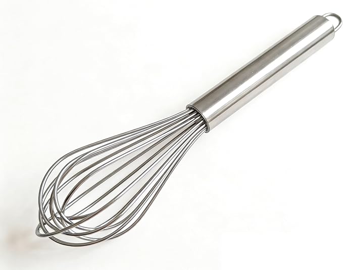 Stainless Steel Wire Balloon Whisk- 8 Sturdy Wires, 10-inch Food Mixer Beater Heavy Duty Hanging Hook