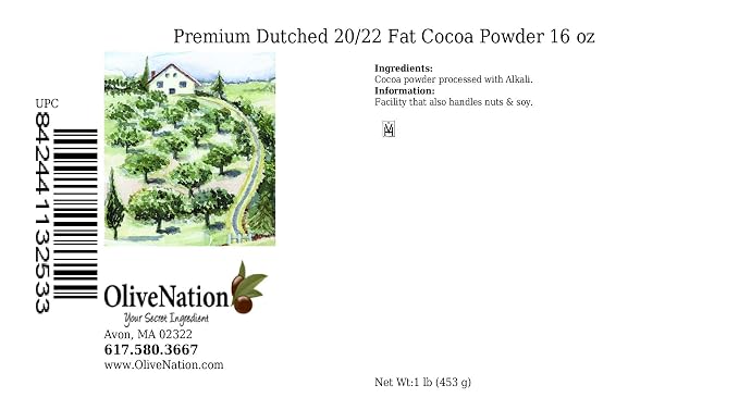OliveNation Premium Dutched 20/22 Fat Cocoa Powder 16 ounces