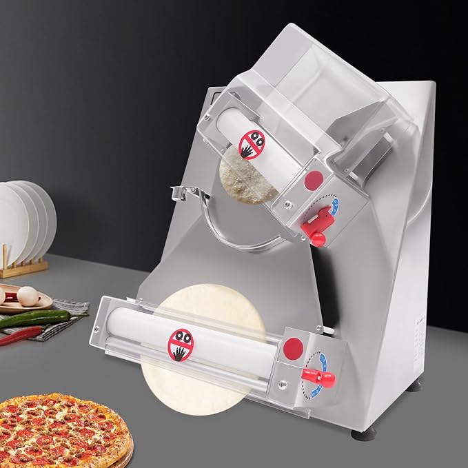4-12 Inch Commercial Pizza Dough Roller, 370W 110V Home Electric Countertop Pizza Dough Press, Heavy Duty Pizza Dough Rolling Machine