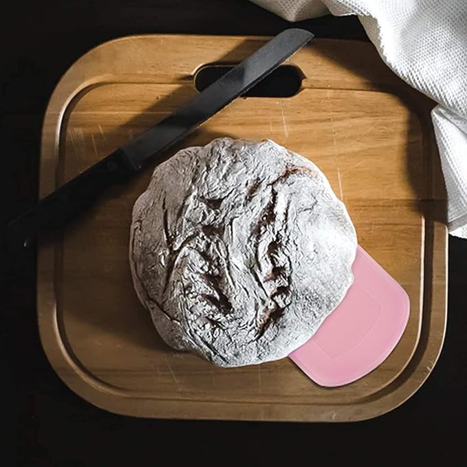 LUTER 2 Pieces 12 x 9.5 cm Pastry Horn – Plastic Dough Scraper for Kitchen, Pastry, Pancakes (Pink, White)