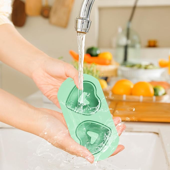 QELEG 2 Pack Silicone Donut Pan, 2-Cavity Fluted Tube Cake Pan Non-stick Silicone Baking Mold for Donuts, Cornbread, Brownies, Bagel, Jellies Green 2Pcs/2-Cavity,heart