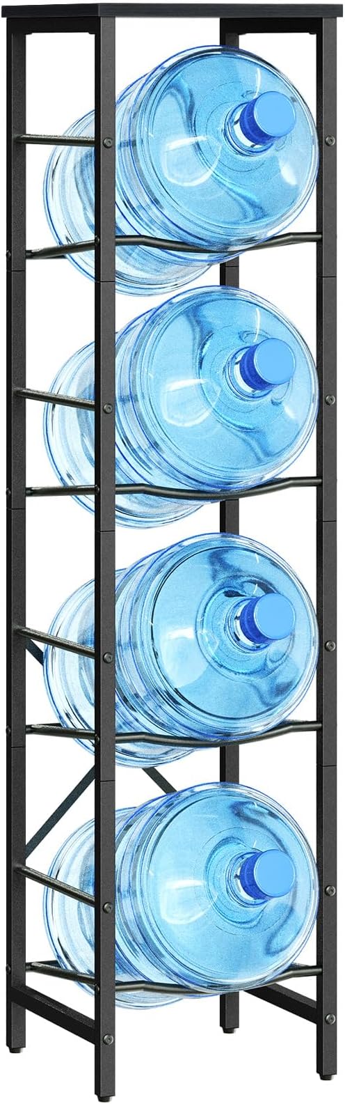 HOOBRO Water Jug Rack, Water Bottle Holder, 5 Gallon Water Jug Rack, 4-Tier Water Cooler Storage Rack, Water Dispenser Stand, for Kitchen, Living Room, Office, Black BB02ST01