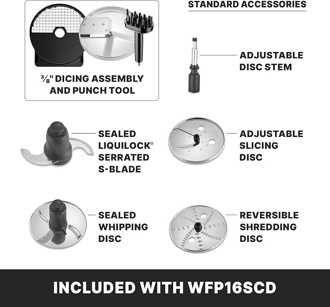 Waring Commercial Food Processor, 4-Quart Capacity, 2 Horsepower Motor, Continuous-Feed Food Processor with Dicing, Large Capacity Vegetable Chopper for Professional Kitchens, WFP16SCD