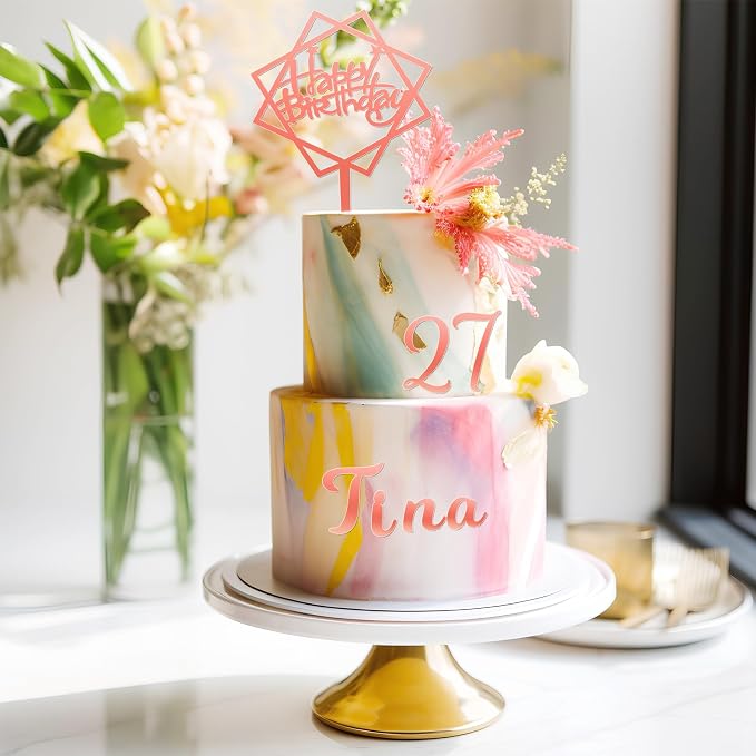 Teenyyou 68 Pcs Acrylic Alphabet Number Cake Topper 0-9 Number and A-z Letters Personalized Cake Picks Decor DIY Name Cupcake Toppers Graduation Wedding Baby Shower Party(Rose Gold)